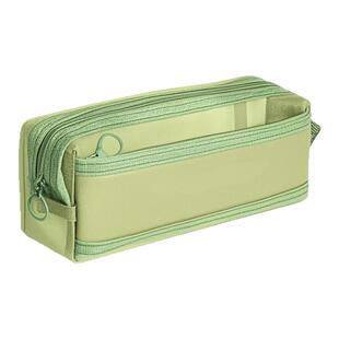 双层透明网纱笔袋大容量文具袋学生轻便简约高初中生笔袋ins风莫