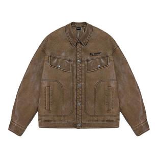 BJHG不计后果棉服男款冬季外套皮衣加厚加绒2025新款美式PU皮夹克