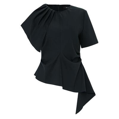 IDPAN短袖上衣夏季新款设计感时尚通勤气质百搭显瘦黑色T恤女