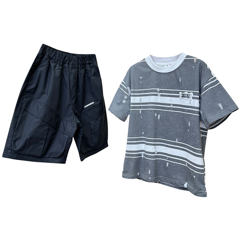 2件套装夏季男童T恤加短裤中大童