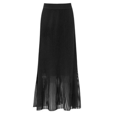 安乃安法式条纹镂空针织鱼尾半裙