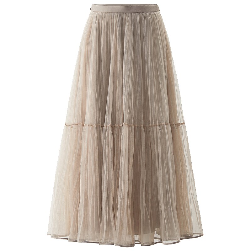 【热销补货】欧时力2026春新款蓬蓬纱裙女a字半身裙大摆伞裙长裙