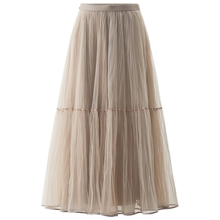 【热销补货】欧时力2026春新款蓬蓬纱裙女a字半身裙大摆伞裙长裙