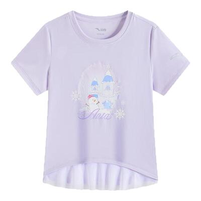 安踏儿童女小童针织短袖衫