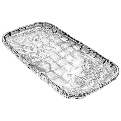 水晶玻璃水果盘长方形托盘茶盘高级感轻奢高端高颜值家用果盘客厅