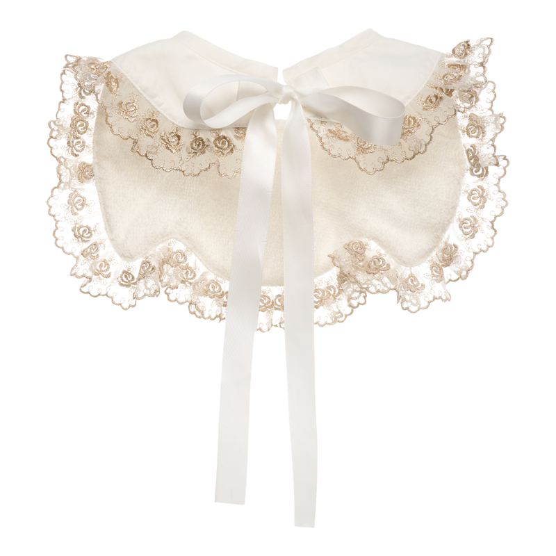 Hanakimi麒美英国婴儿周岁围兜公主口水巾新生儿刺绣蕾丝公主系带