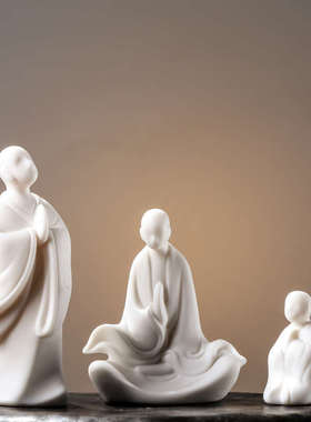 陶瓷禅意摆件无相佛中式人物茶室桌面小和尚客厅书房玄关简约装饰