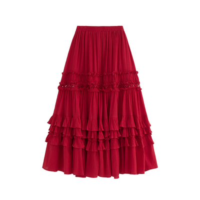 AZure蕾丝拼接半身裙吊带背心