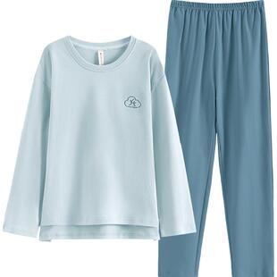 芬腾情侣睡衣女秋季纯棉长袖春秋款男士青年大码全棉家居服套装