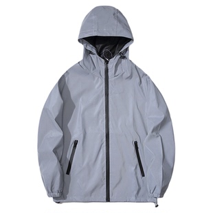 Reflective jacket and charge jacket宽松连帽反光夹克冲锋衣男