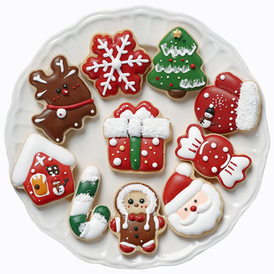 圣诞饼干模具姜饼人diy材料糖霜曲奇翻糖烘焙圣诞节老人树屋家用