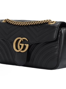 9.9新Gucci/古驰26黑金马蒙经典单肩斜挎包