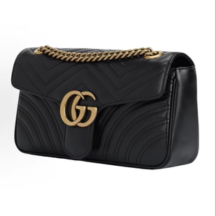 9.9新Gucci/古驰26黑金马蒙经典单肩斜挎包