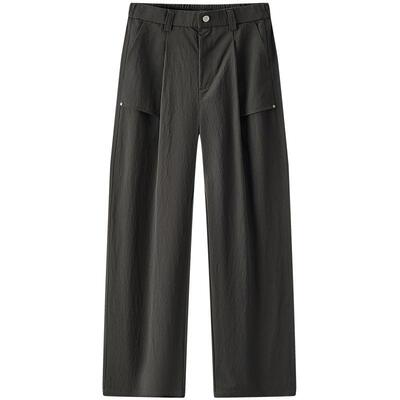 森马简约工装风打褶阔腿休闲裤女