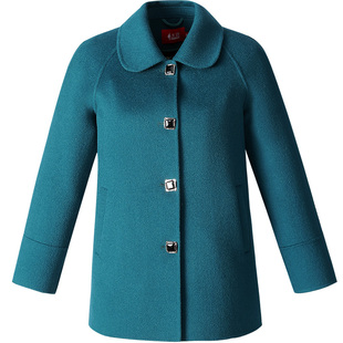 双面羊绒大衣女短款秋冬中老年矮小个子妈妈装宽松大码羊毛呢外套