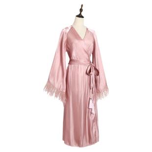 性感纯欲粉色鸵鸟羽毛晨袍女新娘高级感小众毛毛绝美睡衣睡裙睡袍