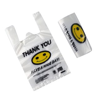 笑脸塑料袋手提方便袋超市购物袋餐饮店外买打包袋透明可定制logo
