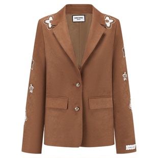 【沈月/李晟同款】SHRO ENRO2025秋季新款高级肌理感刺绣西装外套