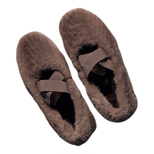 迷失麋鹿【泡芙毛毛芭蕾鞋】交叉带外穿毛毛鞋女童棉鞋加绒芭蕾鞋