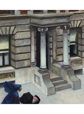纽约人行道爱德华·霍普高清油画原版作品装饰画喷绘素材图片