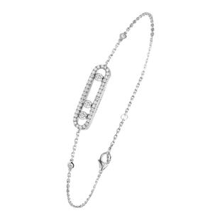 潮港福18K白金三钻滑动手链 女纯银满钻手环手饰玫瑰金轻奢送礼潮