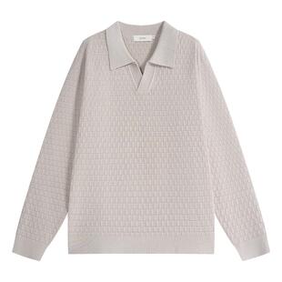 【托斯卡绒】ZIOZIA通勤男装25秋肌理感立体格纹海鸥领毛衣微阔