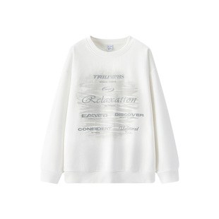 [商场同款]森马卫衣男抓毛冬季新款复古涂鸦印花长袖上衣宽松灰色