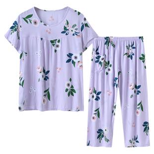 棉绸女装睡衣女款2026新款夏款家居服可外穿大码短袖妈妈凉感薄款