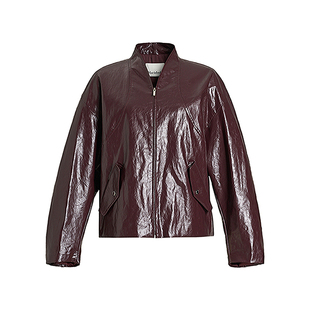 Marisfrolg玛丝菲尔2026春新款廓形弧线设计感环保皮外套