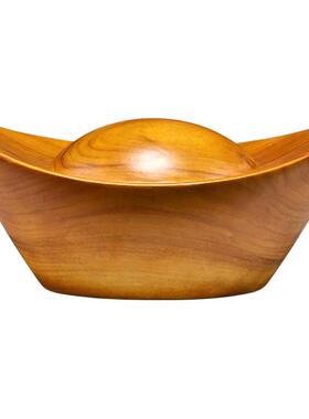 香樟木雕金元宝摆件实木元宝摆设