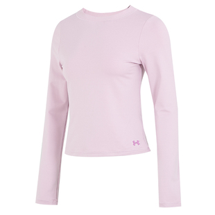 安德玛长袖T恤女官方正品运动服休闲上衣运动服粉色瑜伽服打底衫