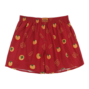 马年本命年阿罗裤男士内裤红色宽松纯棉大码平四角短底裤衩头结婚