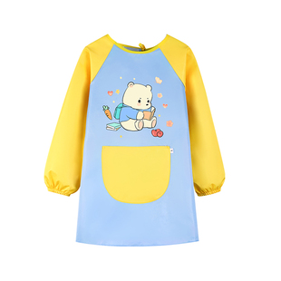 儿童画画罩衣服防水长袖幼儿园宝宝中大童围裙围兜绘画室反穿护衣
