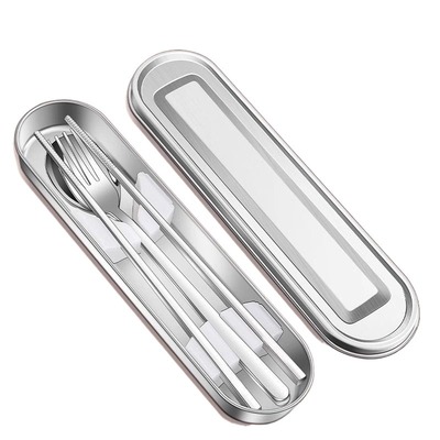 316不锈钢餐具盒空盒儿童小学生上学专用便携一人筷子勺子收纳盒