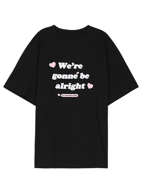 安妮不火 字母印花短袖T恤女2022春季新款大码宽松显瘦圆领上衣潮