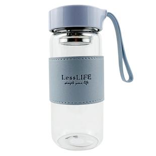 韩版清新耐热玻璃杯女士带提绳便携茶隔泡花茶杯子男商务简约水杯