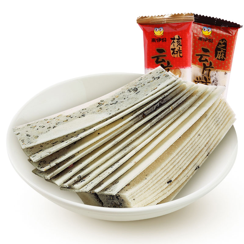 来伊份核桃云片糕500g芝麻传统糕点心早餐下午茶办公小零食来一份