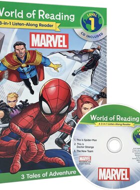 英文原版 World of Reading: Marvel 3-in-1 Listen-Along Reader 3合1 分级阅读 迪士尼漫威 经典有声绘本