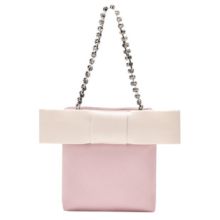 Sei Carina Y加厚缎面公主包撞色版钻链时尚小众设计蝴蝶结手提包