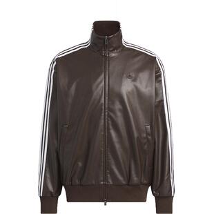 Adidas/阿迪达斯官方正品三叶草男女休闲条纹复古仿皮夹克KQ5473