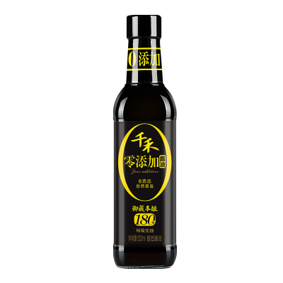 千禾零添加御藏180天500ml家用瓶装特级生抽酱油炒菜凉拌点蘸调味