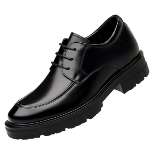 增高7/9厘米隐形内增高皮鞋商务正装男鞋真皮透气圆头青年结婚鞋
