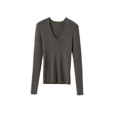 POPCHRIO法式羊毛V领针织打底衫