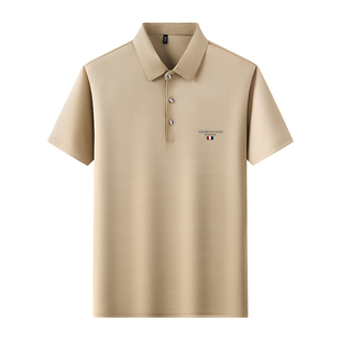 工厂特惠夏季男士桑蚕丝短袖方领休闲T恤亚麻翻领polo衫宽松半袖