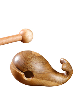 木头雕刻鲸鱼木鱼敲小木鱼文创手把件上班族静心敲打乐器木质摆件