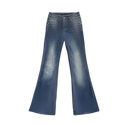 中低腰经典超模微喇牛仔裤女2025早秋新款修身显瘦长腿辣妹百搭裤