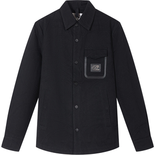 ZOUK男士外套2025新款潮牌暗纹美式复古翻领夹克衬衫式上衣加厚秋