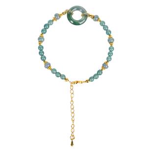 敦煌研究院 蓝水翡翠平安扣手串 文创翡翠手链蓝色串珠文玩女生款