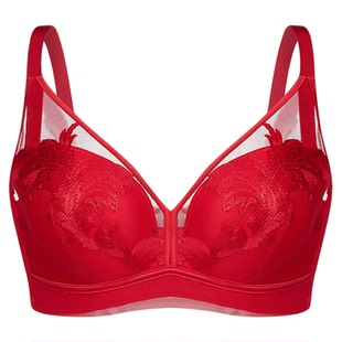 古今内衣女本命正红结婚聚拢复古网纱刺绣文胸舒适无钢圈新娘胸罩