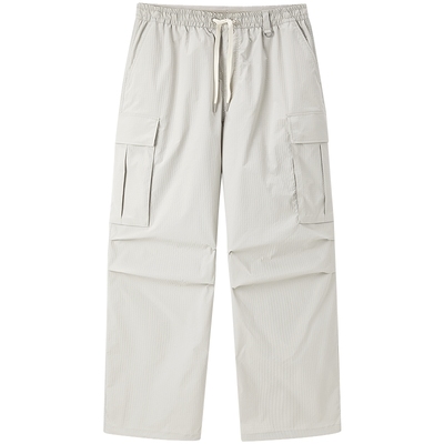 太平鸟男装休闲裤25夏新款黑色户外工装直筒裤潮男士肌理感长裤